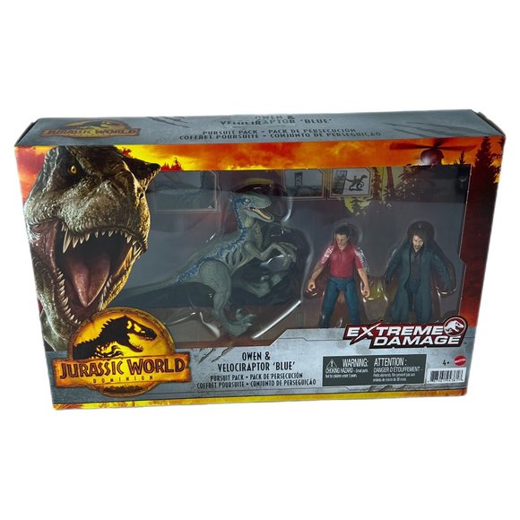 Jurassic World: Dominion Extreme Damage Owen & Velociraptor 'Blue' Pursuit Pack - Picture 1 of 4